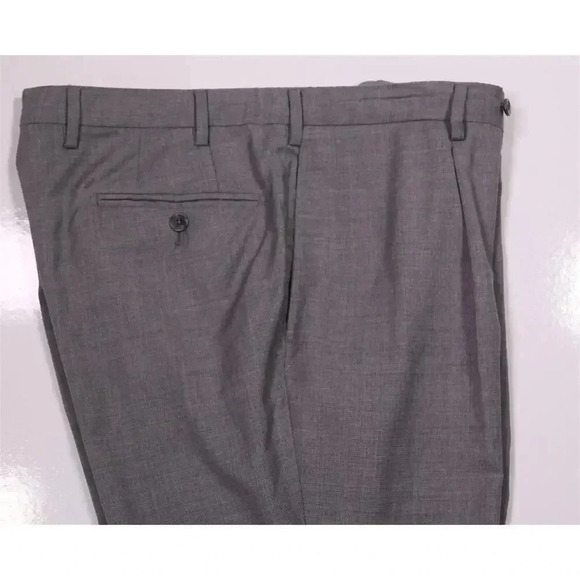 R. Caruso Current Light Gray Pleated Stretch Wool Dress Pants 36x30 - Picture 2 of 8